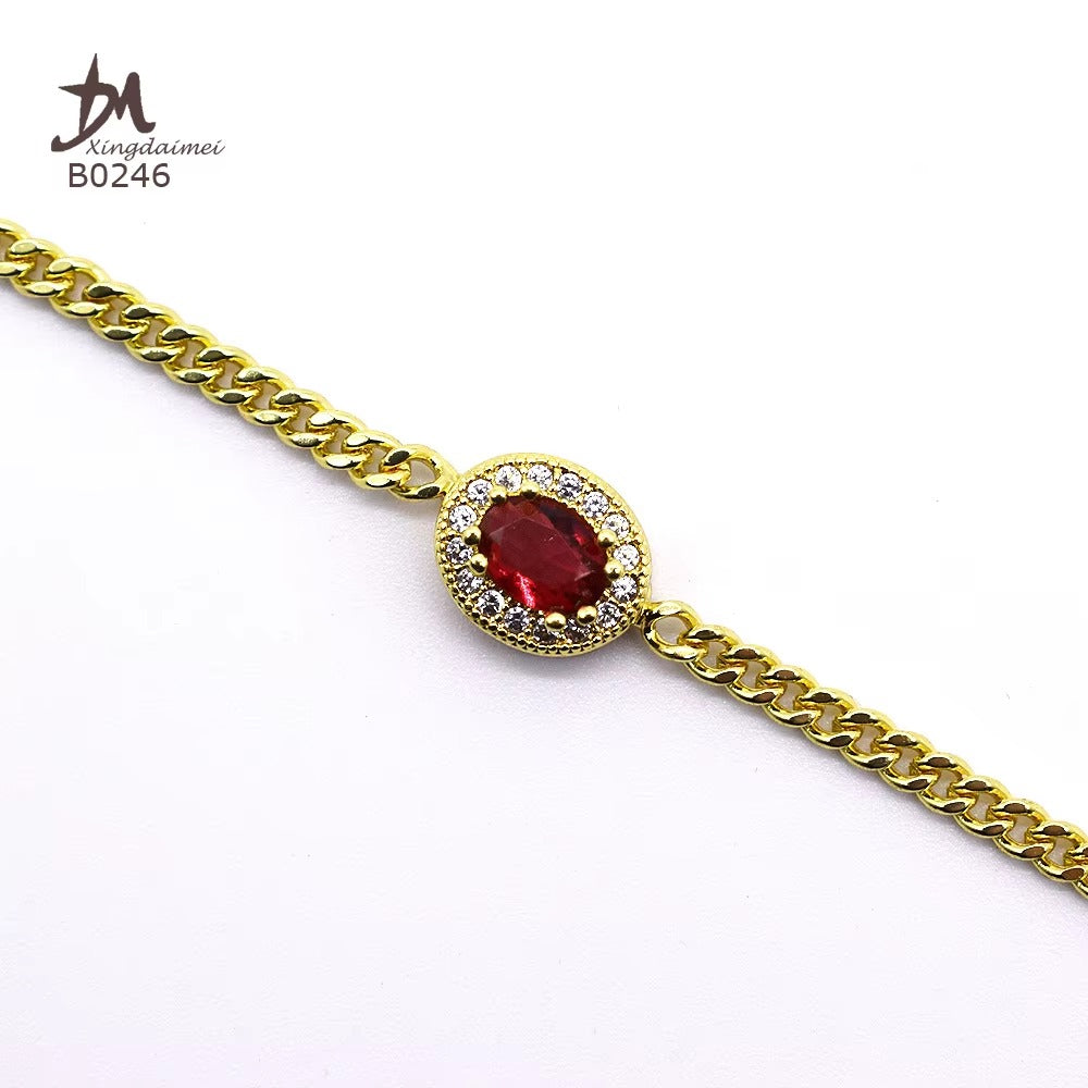 B0246 Chain Ankle Bracelet Charm Zircon Bracelet 18k Gold Women Jewelry Bracelet Bangles