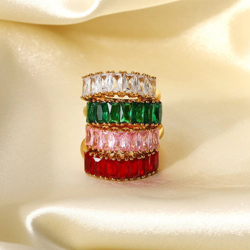 Gold Zircon Geometric Knuckle Ring